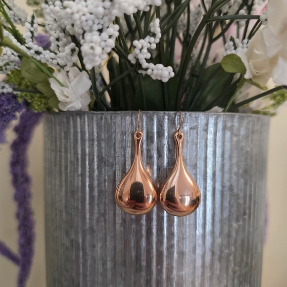 14kt Electroform Milor Rose Gold Teardrop Dangle Earrings - Picture 3 of 11